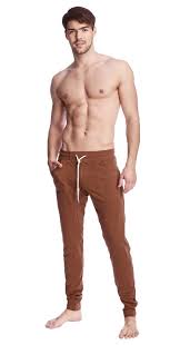 organic men s long cuffed jogger yoga pants chocolate brown at yoga eco clothing