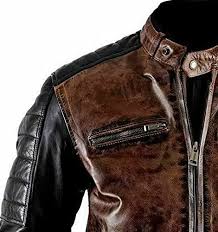 brown black cafe racer leather jacket