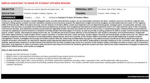 Assistant To Dean Of Student Affairs Cover Letter Resume
