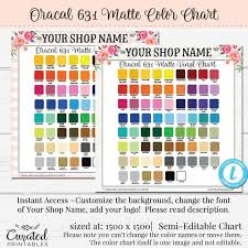 Oracal 631 Matte Vinyl Color Chart Custom Color Chart Vinyl Color Chart Vinyl Color Sample Add Your Shop Name Color Chart For Etsy Shop