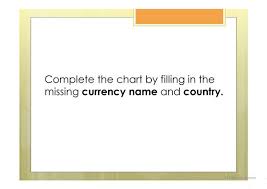 World Currency Chart Activity English Esl Powerpoints