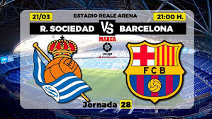 La real sociedad es un club de fútbol de la ciudad de san sebastián, en guipúzcoa, que fue fundado en el año 1909. Real Sociedad Vs Barcelona Laliga Santander Real Sociedad Vs Barcelona The Blaugrana Keep Pushing Marca