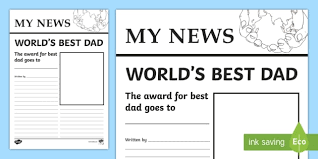 Fathers Day Newspaper Writing Template Worlds Best Mum Newspaper