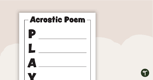 acrostic poem template play teach