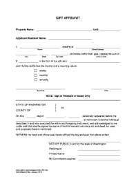 gift affidavit fill out and sign