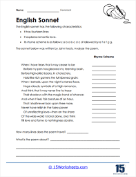 sonnets worksheets 15 worksheets com