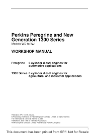 Perkins 1300 Series We Diesel Engine Service Repair Manual