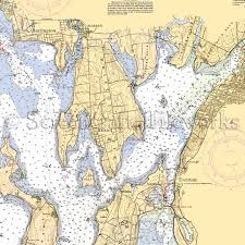 Rhode Island Barrington Bristol Tiverton Nautical Chart Decor