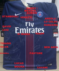 Cavani é um jogador dedicado aos torcedores do clube. Psg Paris Signed Shirt Jersey Thiago Silva Luiz Di Maria Cavani Verratti Pastore Ebay