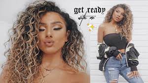get ready with me makeup curly hair
