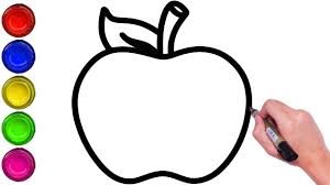 how to draw apple easily for kids step