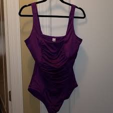 Syrokan 4xl Dark Purple Tummy Control Swimsuit