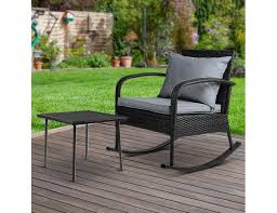 Wicker Rocking Chairs Table Set Outdoor