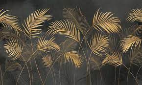 Golden Palm Leaves Wall Mural Wallpaper