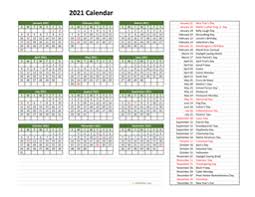 • download printable yearly 2021 calendar and monthly 2021 calendar with federal holidays as pdf (adobe reader pdf) and png (image format) in us letter paper format. Yearly Printable 2021 Calendar With Notes Wikidates Org