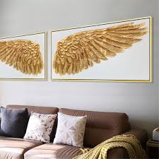 Angel Wings Wall Art Gold Foil Canvas