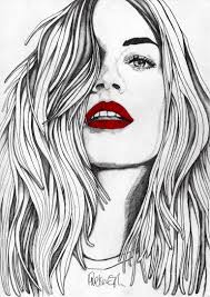 red lips drawing by paul nelson esch