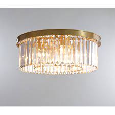 Solid Brass Flush Mount Crystal Ceiling