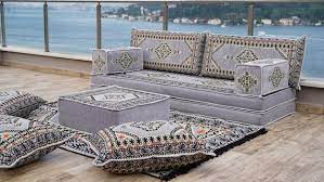 Gray Arabic Floor Seating Sofa Set