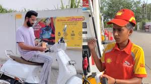 petrol pump worker with candid portrait