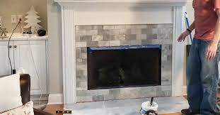 Diy Fireplace Upgrade Tiling Over