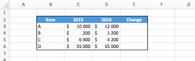 excel compute the percene change