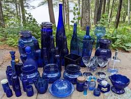 Huge Cobalt Blue Glass Lot Antiques