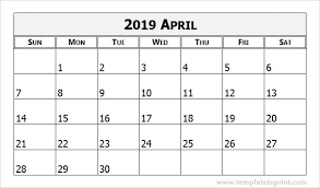 Calendar 2019 Printable April Wed Ease Com