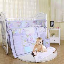 7pcs Purple Crib Bedding Set Girls