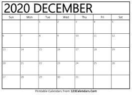 Blank, editable and easy to print. Printable December 2020 Calendar Templates 123calendars Com