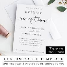 Print At Home Evening Reception Wedding Invitation Template Diy Printable Wedding Reception Guest Template The One Instant Download