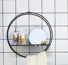 Round led illuminated bathroom mirror with demister modern designer 600x600mm. Circular Bathroom Shelf With Mirror By The Forest Co Notonthehighstreet Com