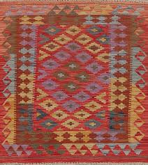 pastel geometric kilim turkish rug 3x3