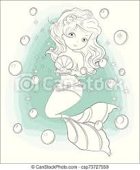 A mermaid coloring book that takes kids on a journey through the sea. Little Mermaid Coloring Book Coloring Book Beautiful Charming Little Mermaid Princess With Gift The Picture In Hand Canstock