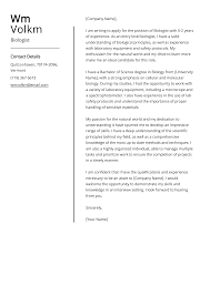 biologist cover letter exle free guide