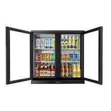 Koolmore 35 In W 7 4 Cu Ft 2 Glass Door Counter Height Back Bar Cooler Refrigerator With Led Lighting In Black