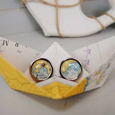 Nautical Chart Cufflinks In Paper Boat