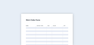 T Shirt Order Form Free Pdf Excel Template Bonfire