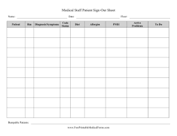 Printable Staff Patient Sign Out