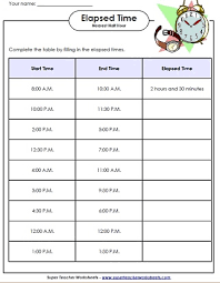 Elapsed Time Worksheets Math Time Worksheets