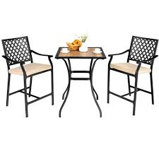 Costway 3 Pcs Patio Bar Stool Square