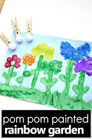 Pom Pom Painted Flowers For Kids