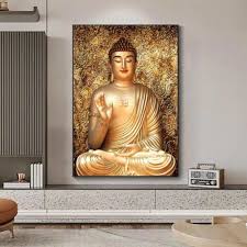 Gold Color Canvas Buddha Painting