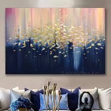 large abstract golden oil painting navy
