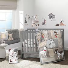 Lambs Ivy Bow Wow Gray Tan Dog Puppy Nursery 3 Piece Baby Crib Bedding Set