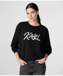 Karl Lagerfeld Paris Women's Karl Glitter Script Sweatshirt