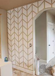 Painted Herringbone Accent Wall With