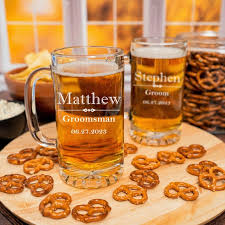 Beer Mugs Set Of 8 Engraved Glassware