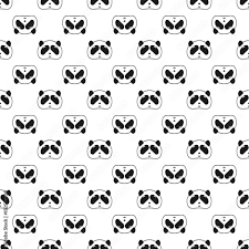 cute panda bear seamless pattern black