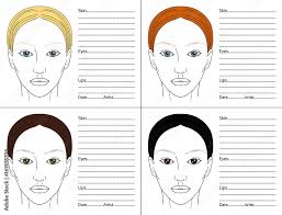 female face chart blank set for